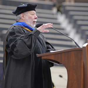 Steve Wozniak was the 2024 Commencement Address speaker at the University of Colorado Boulder.  (Photo by Casey A. Cass/University of Colorado)